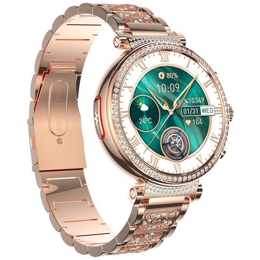 TK28 Women ECG Bluetooth-compatible Call Heart Rate Temperature Monitor Smart Watch, Steel Strap (CE Certified)