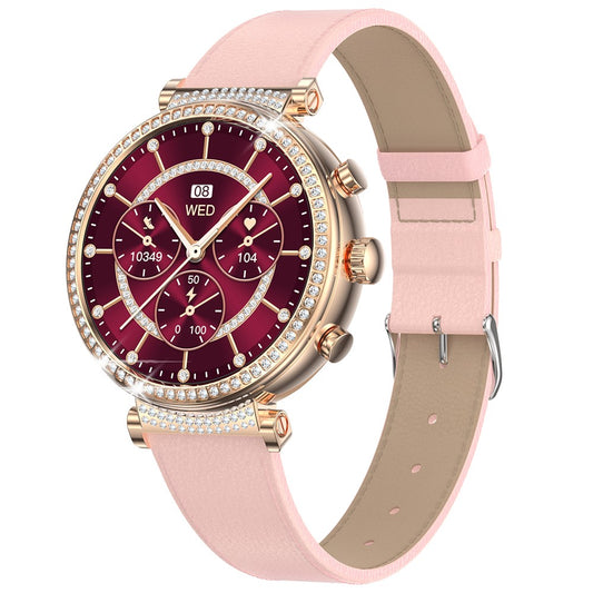 TK28 Women ECG Bluetooth-compatible Call Heart Rate Temperature Monitor Smart Watch, Leather Strap (CE Certified)