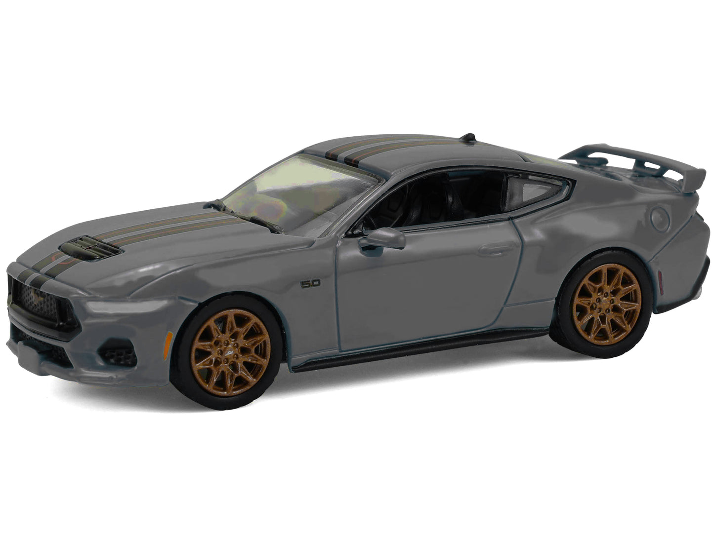 2024 Ford Mustang GT Dark Matter Gray with Black and Red Stripes "Showroom Floor" Series 7 1/64 Diecast Model Car by Greenlight