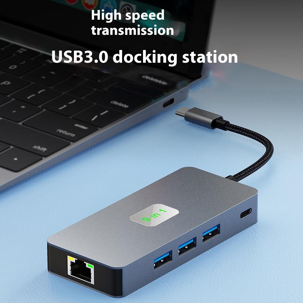 2318 Type-C Hub with 3xUSB 3.0+HD Video Output+2xCard Readers+PD 100W+RJ45 Ethernet+USB-C Data Converter