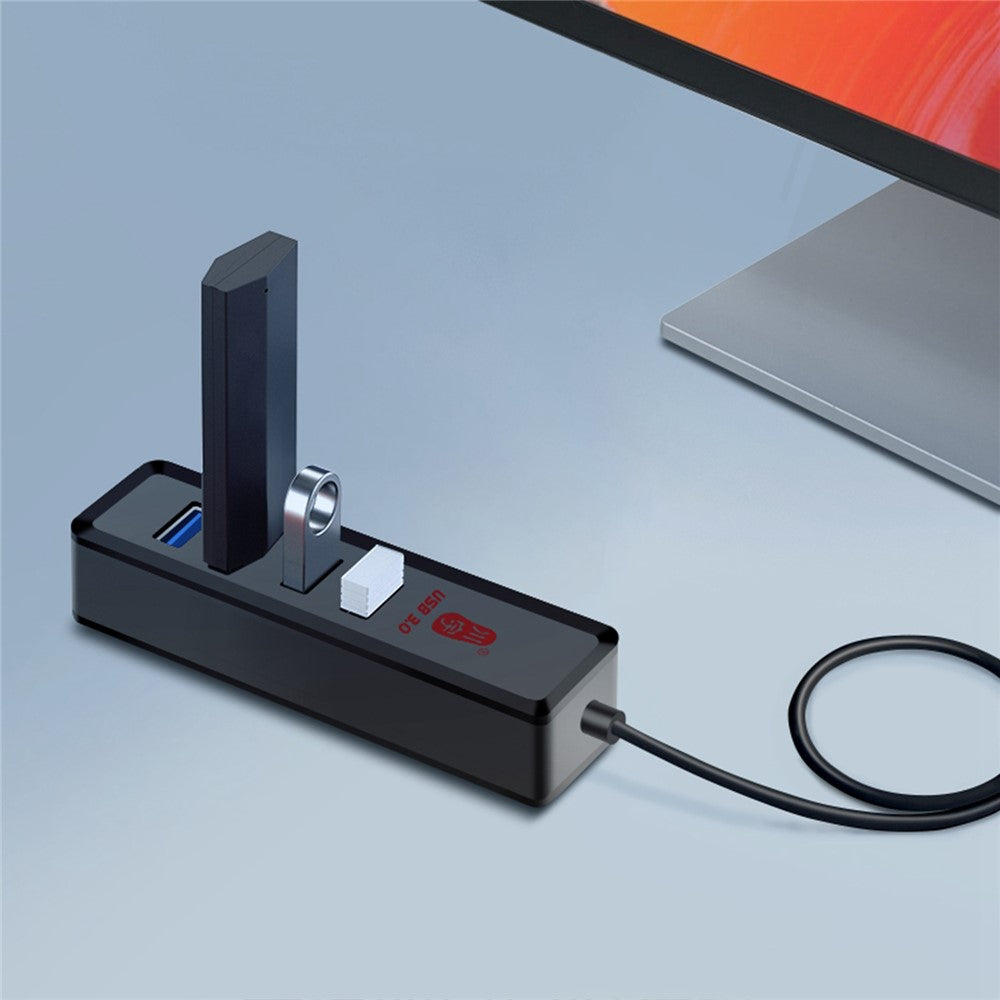 KAWAU H302-100CM Magnetic Design USB Splitter Multi USB Port Expander with Micro-B Charging Port 4-port USB 3.0 Hub with 100cm Cable