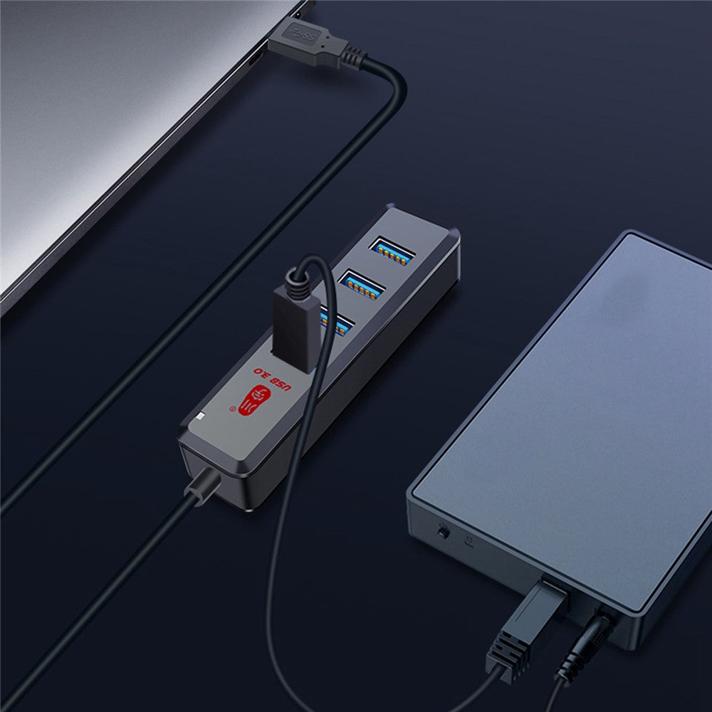 KAWAU H302-100CM Multi USB Port Expander with Micro-B Charging Port USB Splitter 4-port USB 3.0 Hub with 100cm Cable, Support Fast Data Transfer