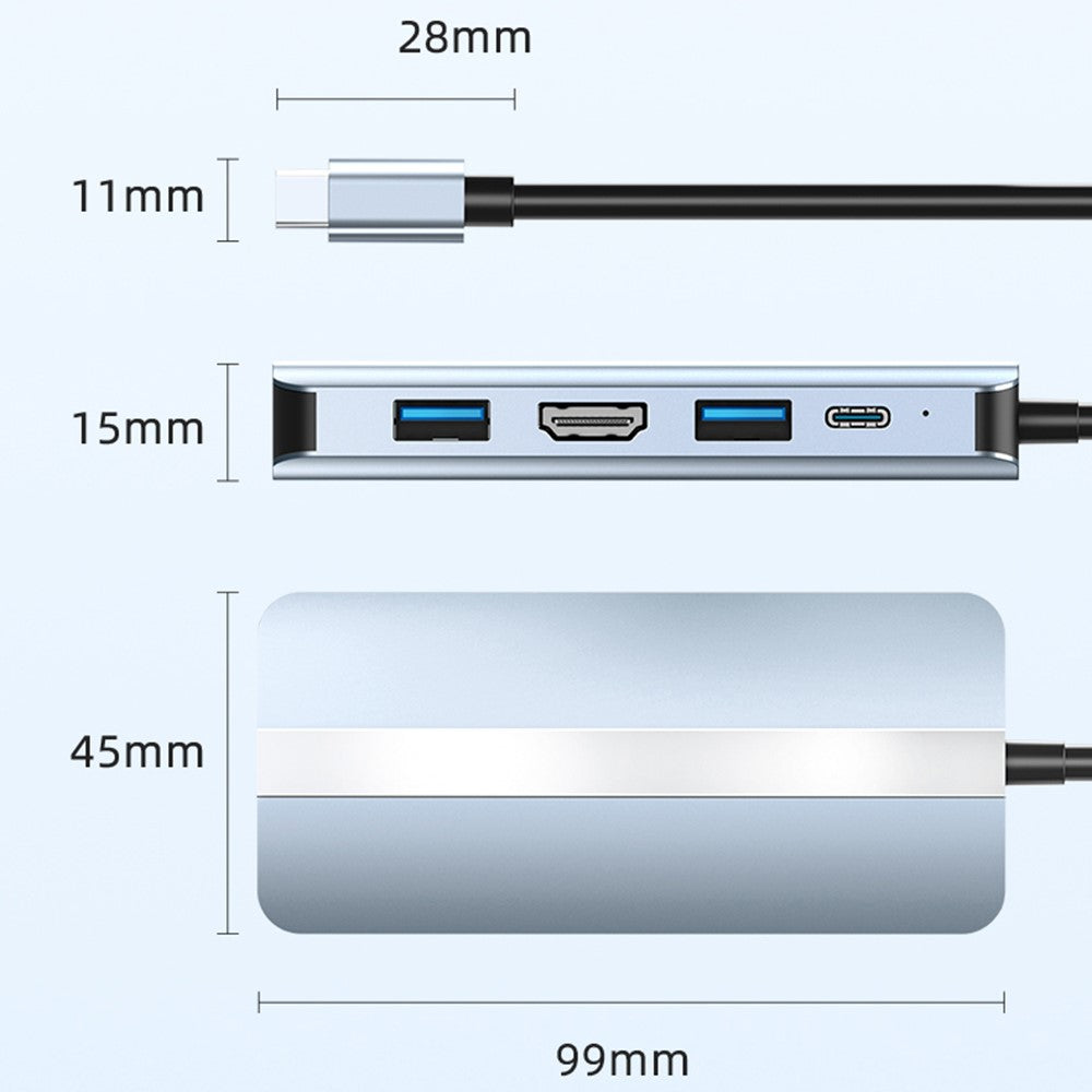 2206 For MacBook 9-in-1 Type-C Multi-Interface Hub Splitter HD+USB3.0+USB2.0+PD+USB-C+RJ45+SD+TF Slots Adapter Docking Station