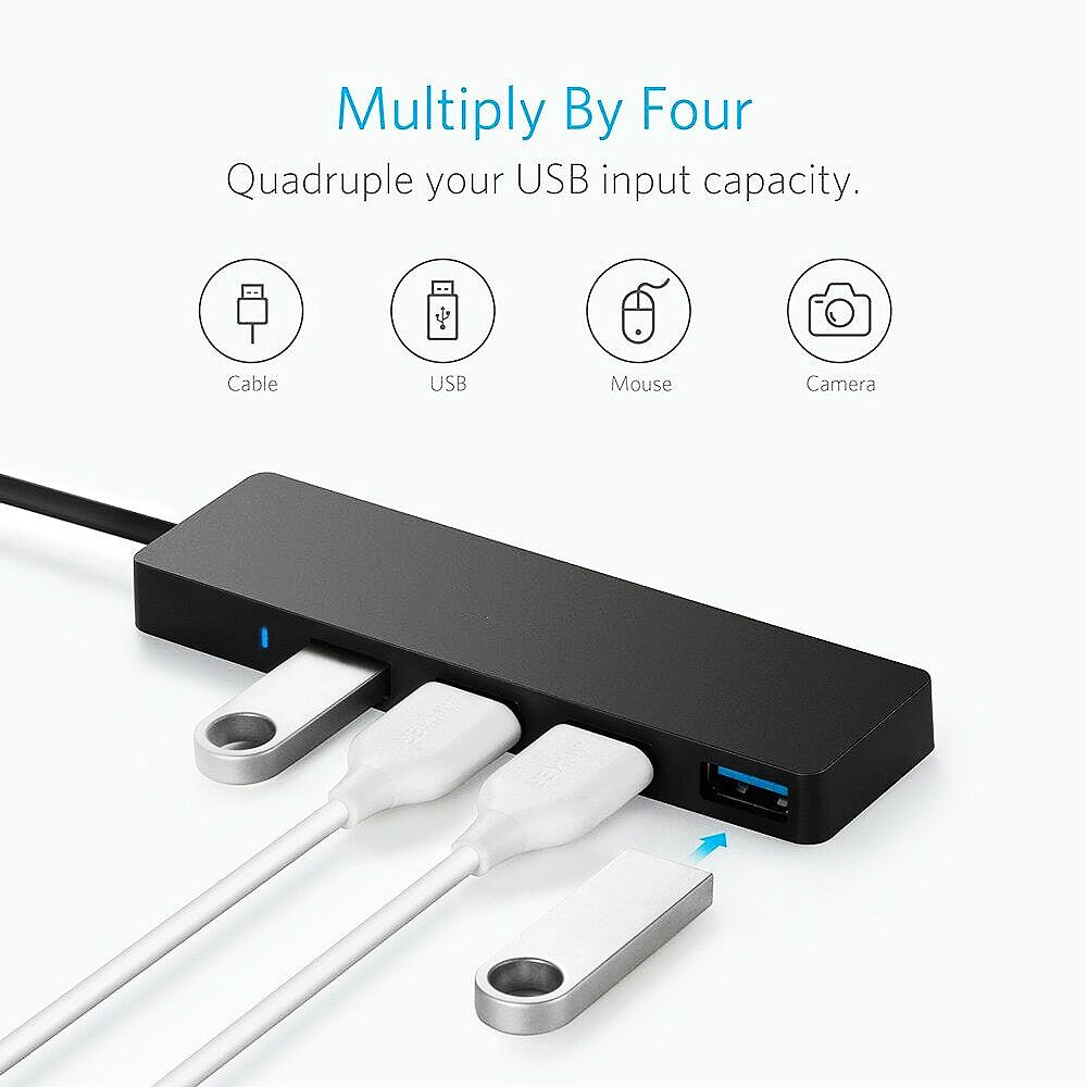 Ultra Slim 4 in 1 USB 3.0 Hub High Speed Data Transmission USB Expander Splitter for Android Phone and Laptop