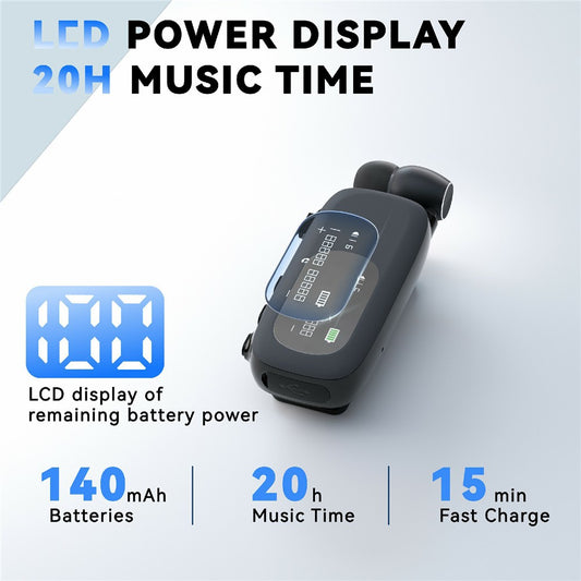 K75 LCD Screen Business Bluetooth-compatible Headset Noise Cancellation Earphone with Vibration Alert