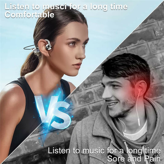AKZ-G6 Bluetooth-compatible 5.3 Hi Fi Sound Earphones Open Ear Bone Conduction Headphones with LED Display