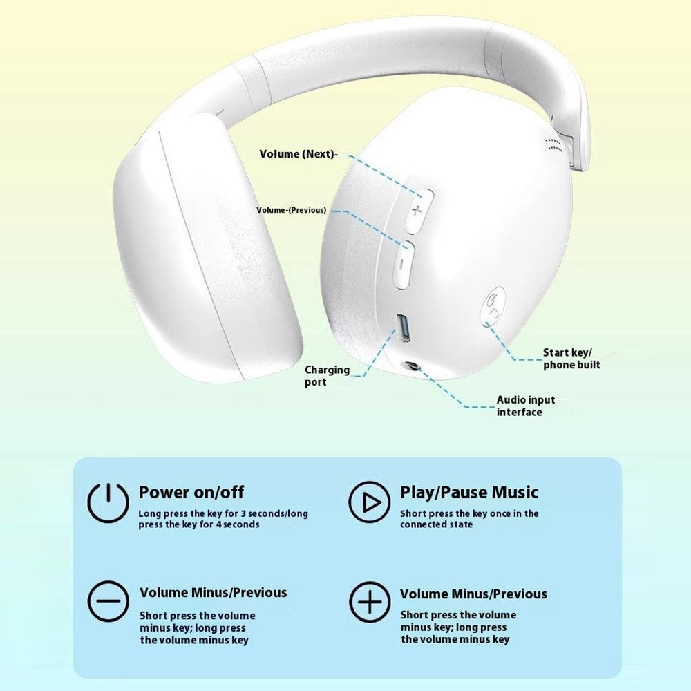 LENOVO LECOO ES210 Foldable Bluetooth-Compatible Headphones Stereo 15H Playtime Over-Ear Wireless Headset