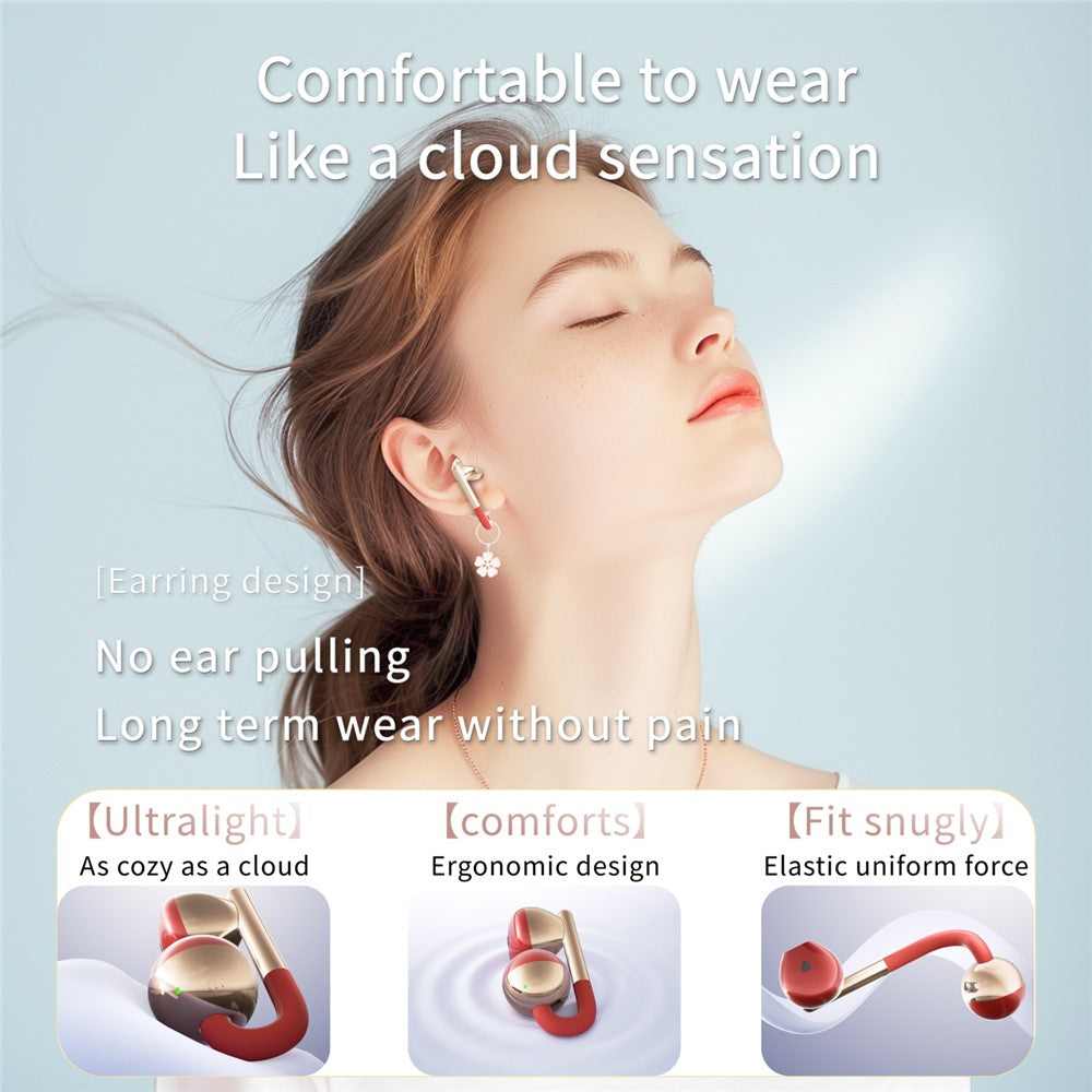 F22 Ear Clip OWS Bluetooth-Compatible Earbuds ENC Noise Reduction Semi In Ear Gaming Earphones