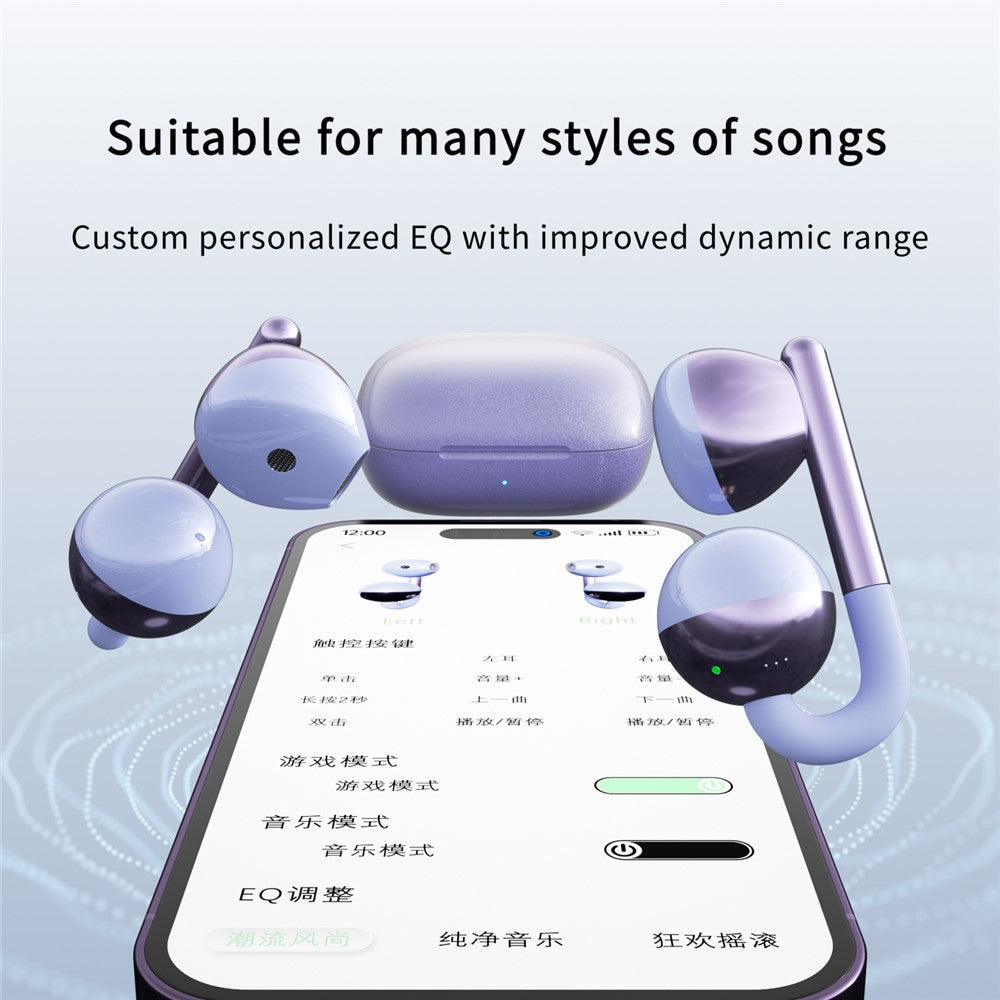 F22 Ear Clip OWS Bluetooth-Compatible Earbuds ENC Noise Reduction Semi In Ear Gaming Earphones