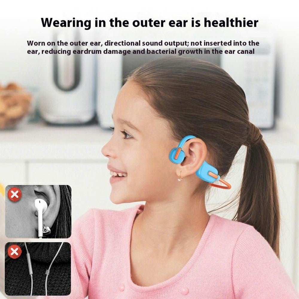 x12 Bone Conduction Wireless Earphones for Kids Waterproof Bluetooth-compatible Headphones Built In 8GB Memory