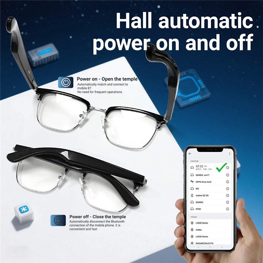 GT-33 AI Translation Smart Glasses Anti Blue Light Eyeglasses Support Bluetooth-compatible Music / Call