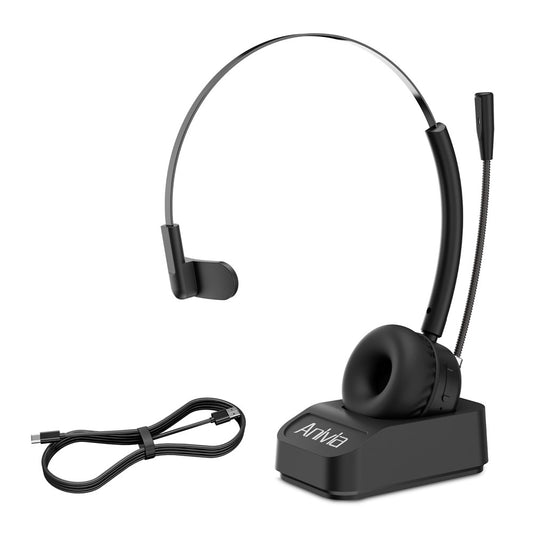ANIVIA A8 Single Ear Bluetooth-compatible 5.0 Wireless Headphone Call Center Headset with Noise Cancelling Microphone and Charging Dock