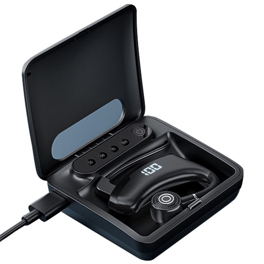 V9S Bluetooth-compatible Single-Ear (Monaural) Headset Business Style LED Display Wireless Headphone Earphone with Battery Charging Case
