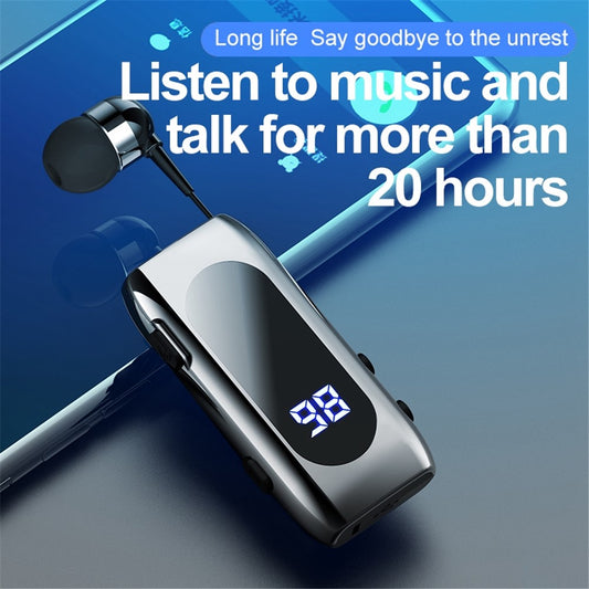 K55 Business Bluetooth-compatible Single-Ear Earphone Battery Display Clip-On Intelligent Noise Reduction Telescopic Headset Clipper