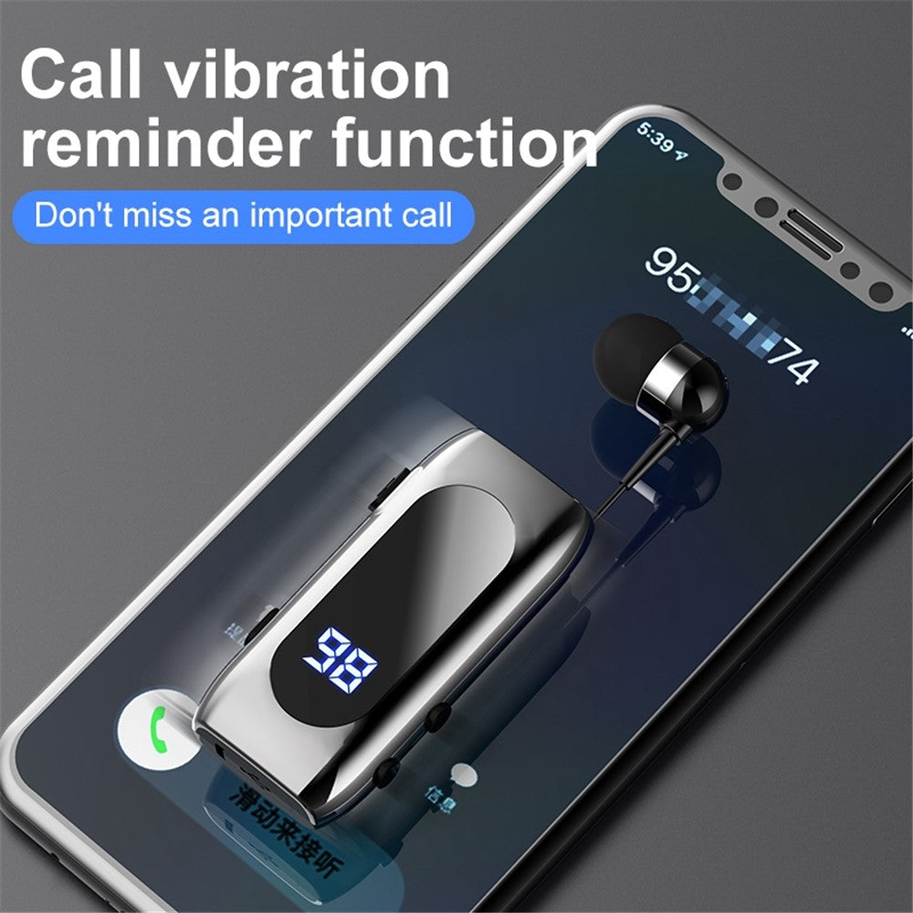 K55 Business Bluetooth-compatible Single-Ear Earphone Battery Display Clip-On Intelligent Noise Reduction Telescopic Headset Clipper