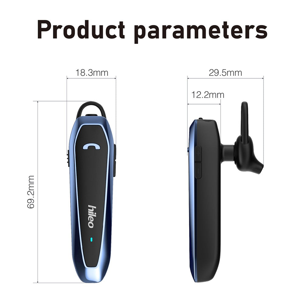 HILEO Hi6 Single Ear Wireless Bluetooth-compatible Headset Low-Power Dissipation Earphone Business Style Ultra-Long Standby Headphone Support IPX4 Water Resistant