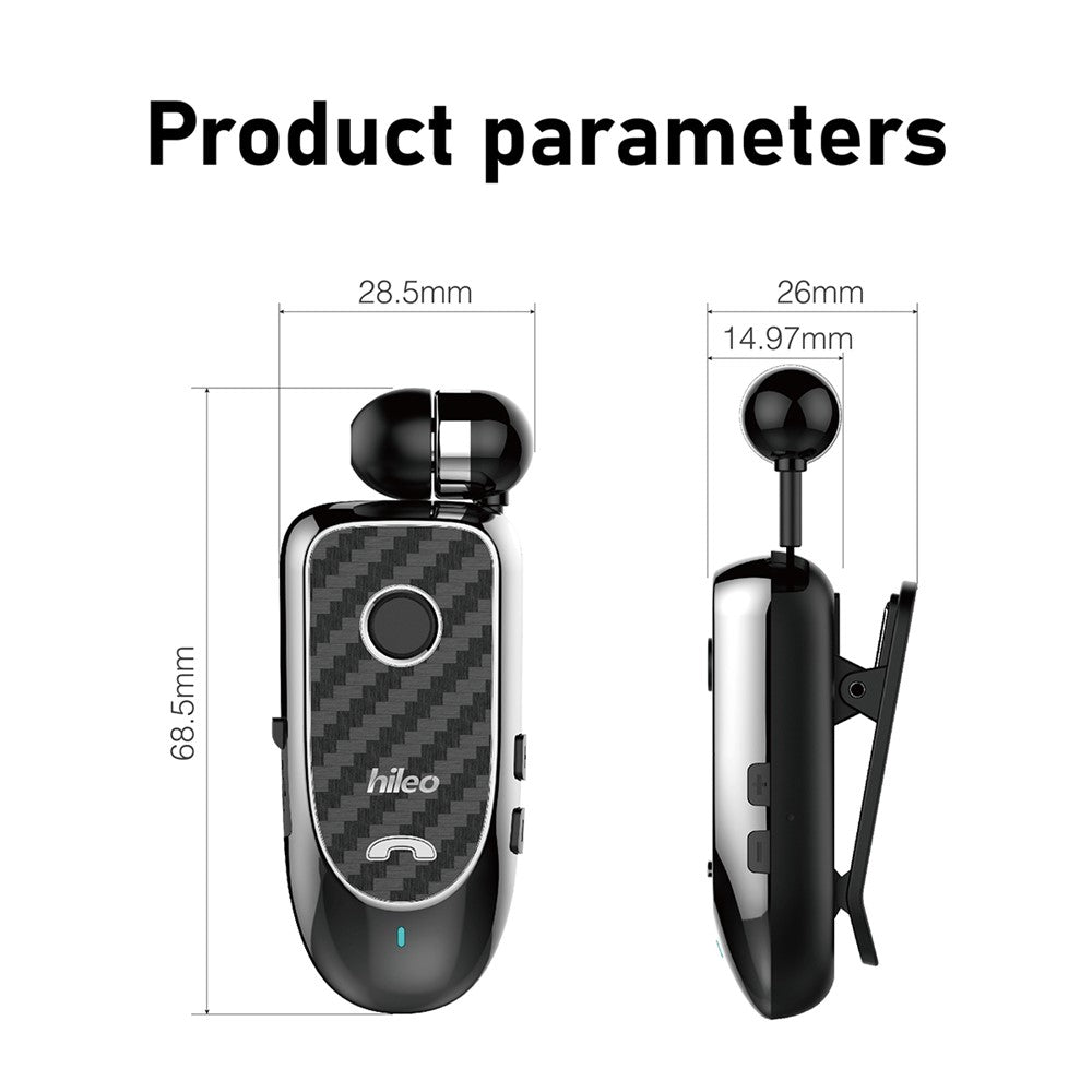 HILEO Hi60 Clip-On Style Bluetooth-compatible Headset Single Ear Wireless Headphone Stretchable Business Earphone for Driving