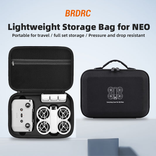 BRDRC For DJI Neo Drone Carrying Case PU Leather Compact Storage Bag with Should Strap