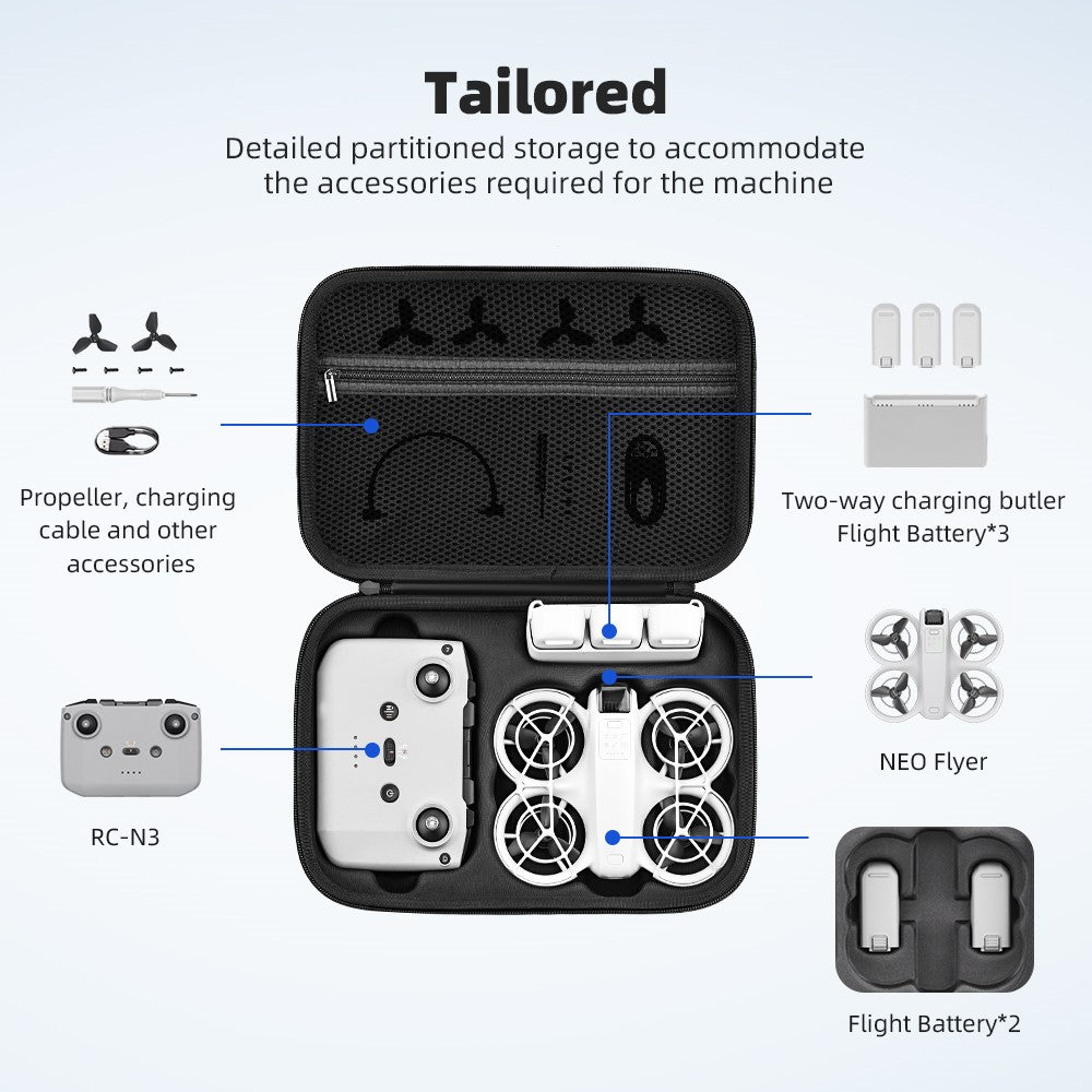 BRDRC For DJI Neo Drone Carrying Case PU Leather Compact Storage Bag with Should Strap