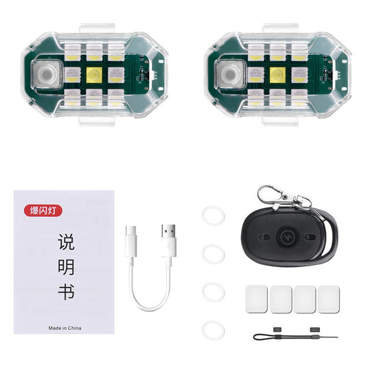 BRDRC 2Pcs Wireless Remote Control Strobe Light Night Flight Drone Flashing Lamp
