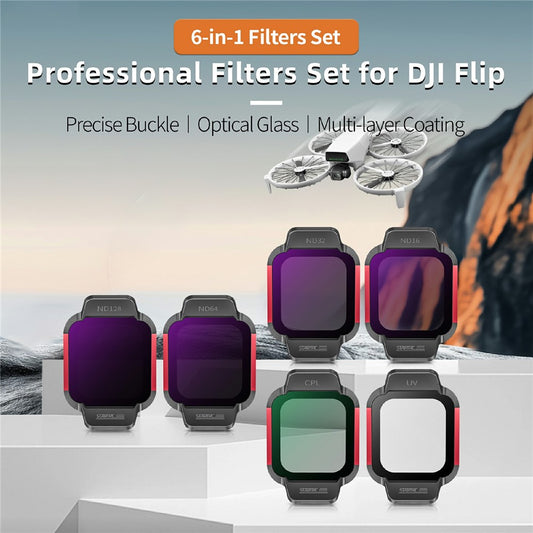 STARTRC 12200082 6Pcs / Set For DJI Flip ND16 ND32 ND64 ND128 CPL UV Optical Glass Drone Lens Filters