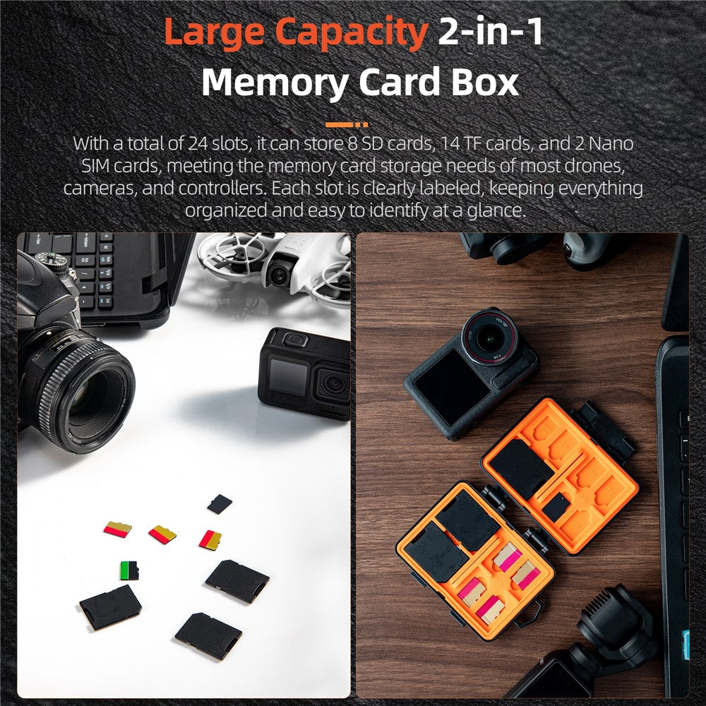 STARTRC V1 1156737 Drone Camera Remote Memory Card Case 24 Slots Storage Box for SD / TF / Nano SIM Cards