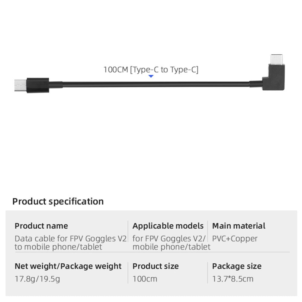 HSP6197 Phone Tablet Data Cable Type-C Transmission Date Line for DJI FPV Flight Glasses V2 Goggles Adapter Drone