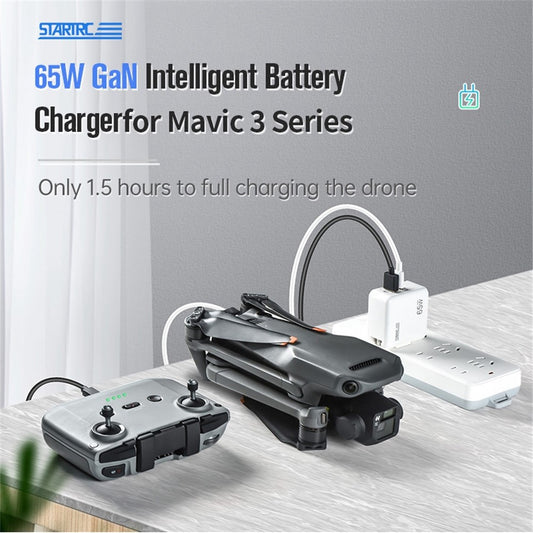 STARTRC 1110477 for DJI Mavic 3 65W QC 3.0 GaN Fast Charging Dock Remote Control Charger