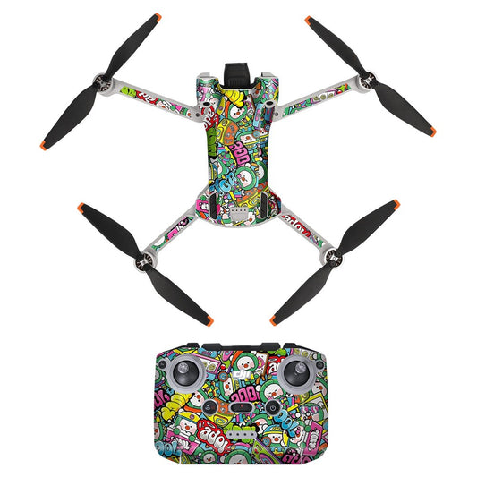 SUNNYLIFE MM3-TZ395 For DJI Mini 3 Pro Drone + RC-N1 Remote Control Stickers Set Decals Stylish Decorative Stickers