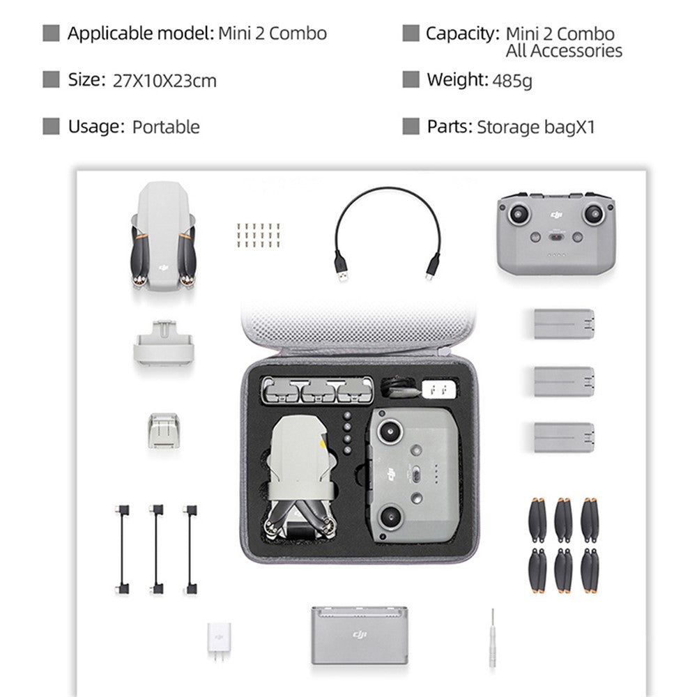 For DJI Mini 2  /  Mini 2 SE Combo Drone and Accessories Storage Bag Portable Shockproof Carrying Case Handbag