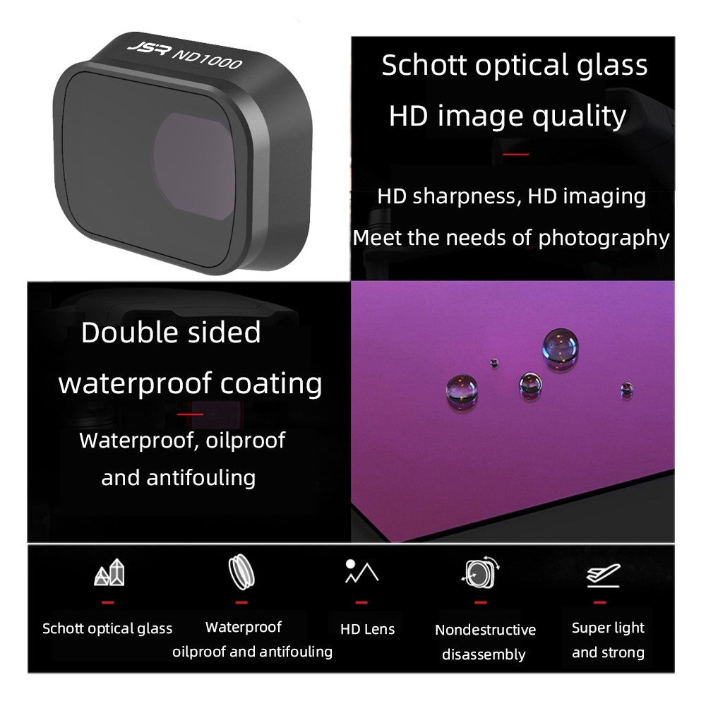JUNESTAR JSR-1663-08 Camera Lens ND Filter for DJI Mini 3 Pro Drone Photography Accessories, ND1000