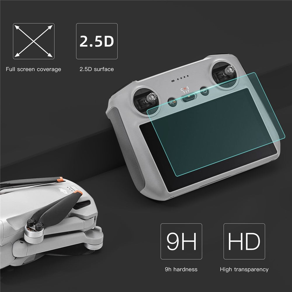 QISYKER DADRC515 for DJI Mini 3 Pro Remote Controller Full Coverage Screen Protector HD Explosion-proof 9H Tempered Glass Film