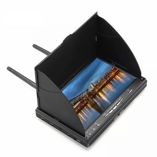LS-5802D FPV Monitor 5.8Ghz 40 Channels 7-Inch Screen Receiver Monitor with Sunshade Hood and Dual Antenna for FPV RC Drone Quadcopter