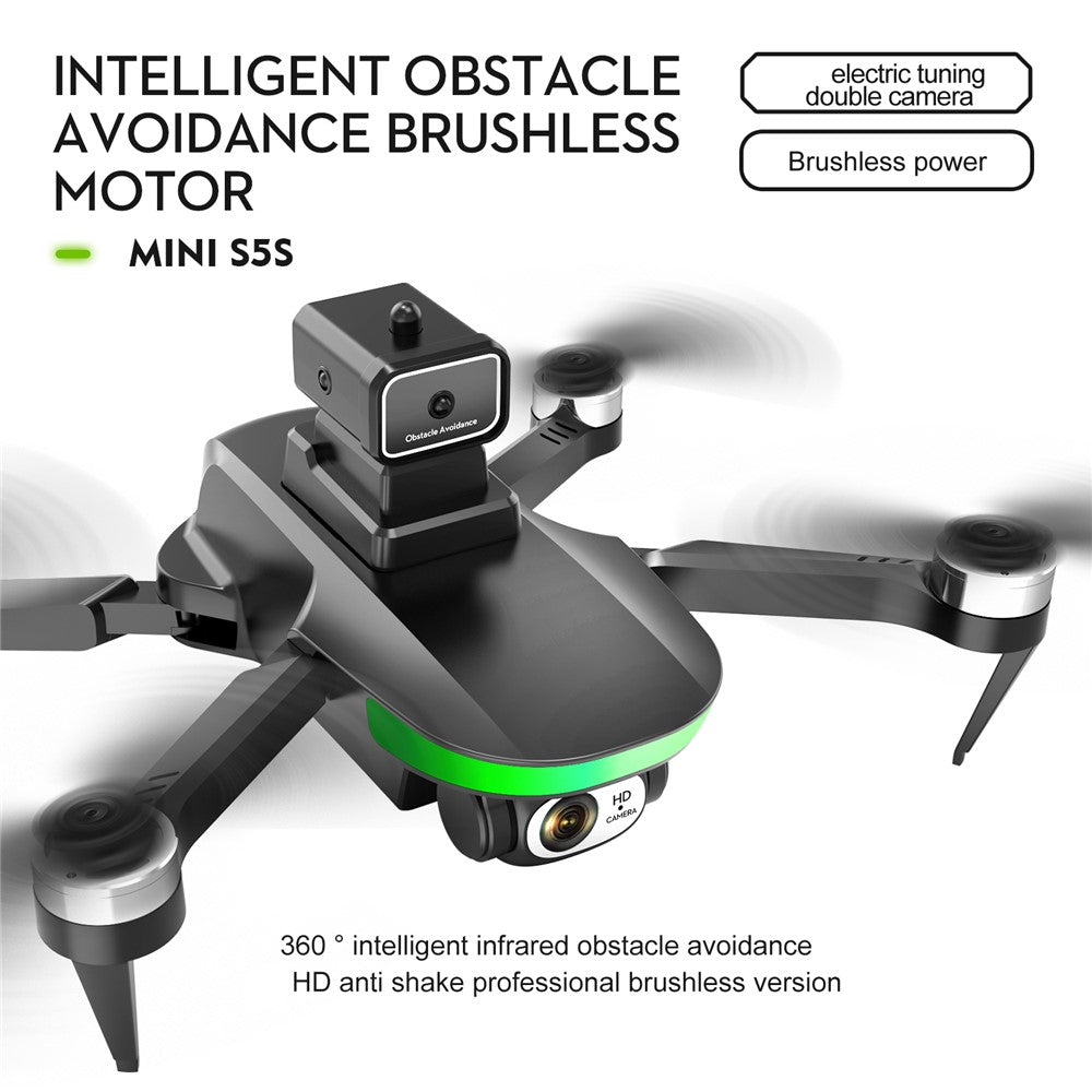 LSRC S5S Mini Drone 4K (480P) Dual HD Camera Obstacle Avoidance Brushless Folding Quadcopter RC Plane