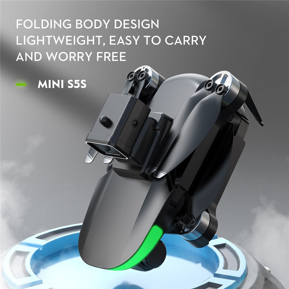 LSRC S5S Mini Drone 4K (480P) Dual HD Camera Obstacle Avoidance Brushless Folding Quadcopter RC Plane