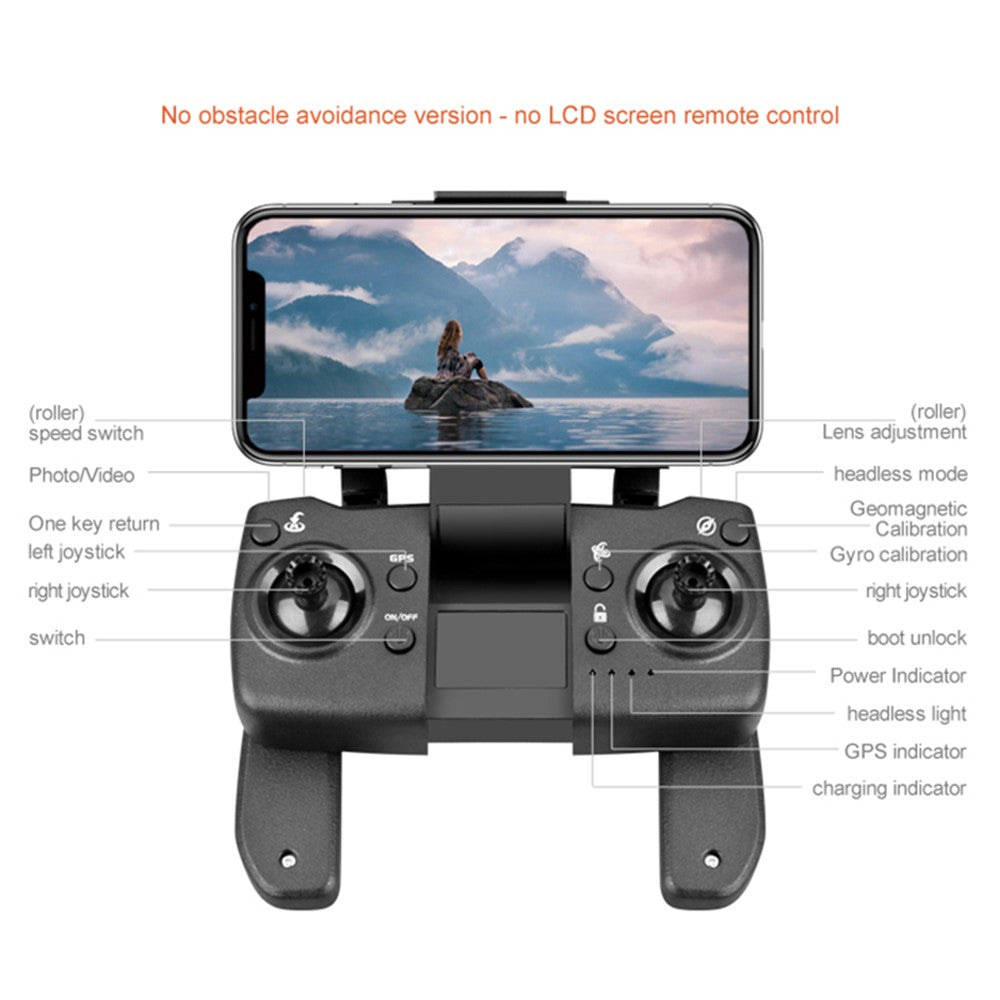PJC RG108 HD Dual Camera Quadcopter Brushless GPS+360 Degree Laser Obstacle Avoidance RC Drone, 1 Battery