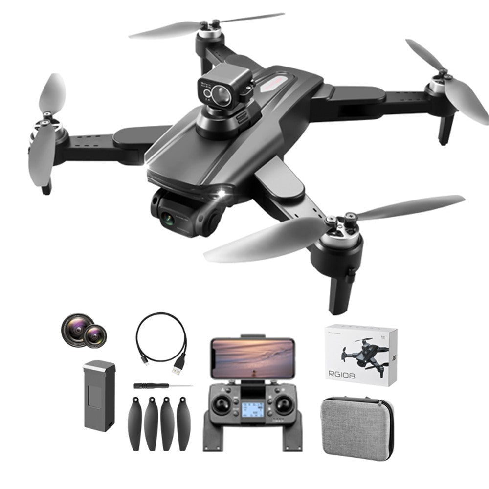 PJC RG108 HD Dual Camera Quadcopter Brushless GPS+360 Degree Laser Obstacle Avoidance RC Drone, 1 Battery