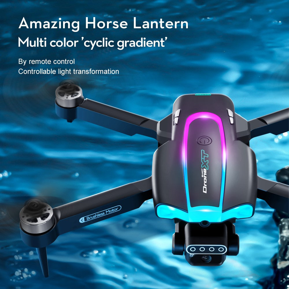 XT105 Foldable RC Drone LED 480P Brushless Quadcopter with 2 Batteries for Adult Beginners and Kids