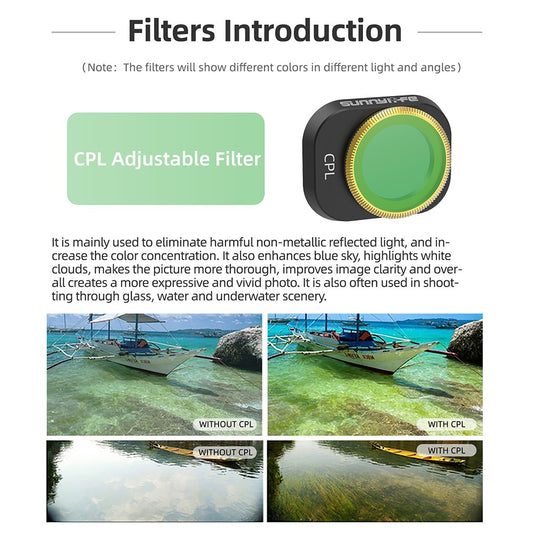 SUNNYLIFE N4P-FI724 For DJI Mini 4 Pro Adjustable RC Drone CPL Optical Glass Filter Replacement