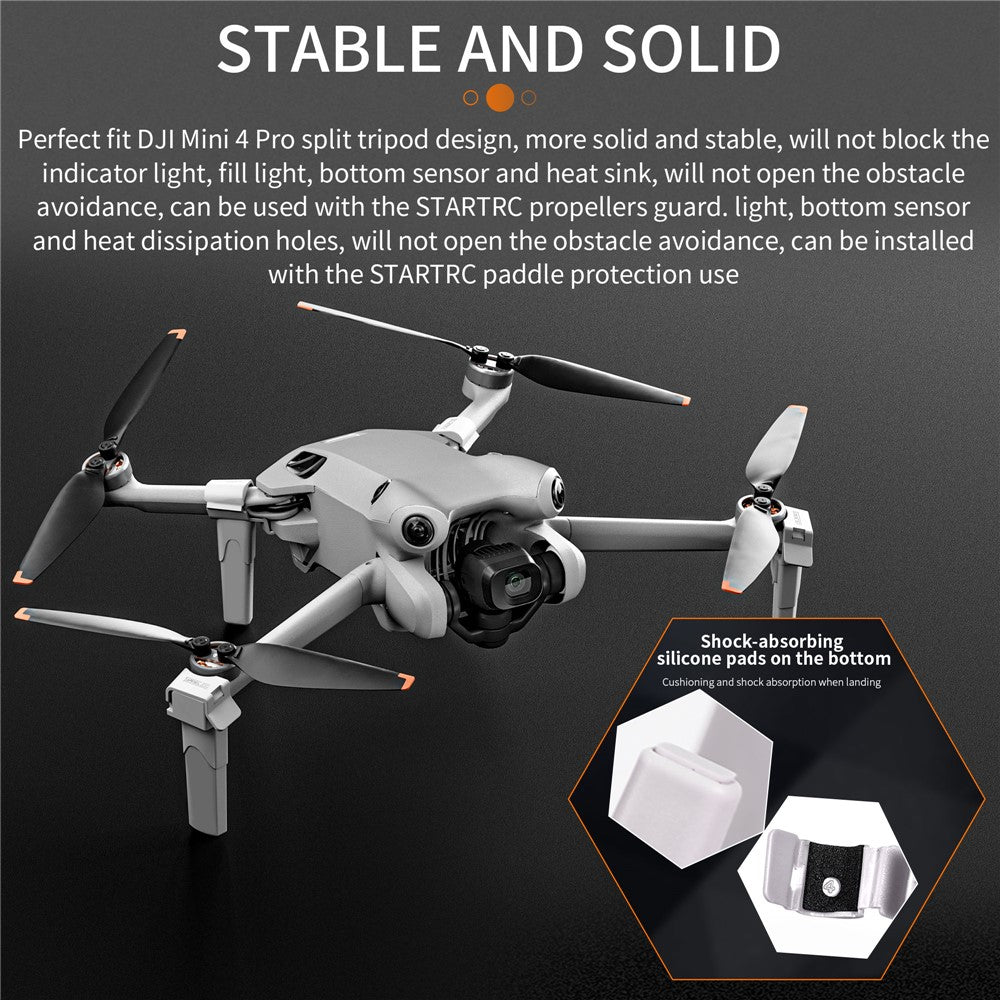 STARTRC 1134476 For DJI Mini 4 Pro Split Type Heighten Landing Gear Drone Anti-drop Landing Stand Set
