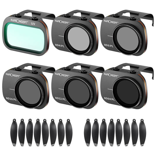 K&F CONCEPT SKU.1931 AGC Optical Glass Filters for DJI Mavic Mini / Mini2 / Mini SE / Mini 2 SE Waterproof Filters with 2Set Drone Propeller