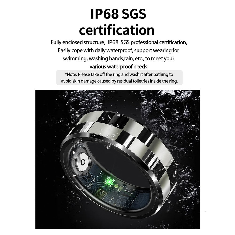 R9 Multifunctional Stainless Steel Smart Ring Heart Rate Blood Oxygen Sleep Monitoring Ring with Charging Case