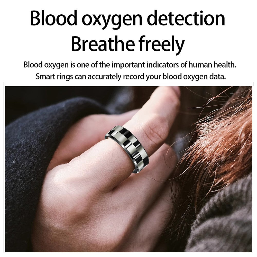 R9 Multifunctional Stainless Steel Smart Ring Heart Rate Blood Oxygen Sleep Monitoring Ring with Charging Case