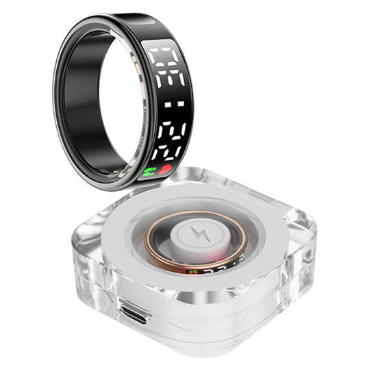 SR08 Digital Display Smart Ring Sleep Tracker Blood Oxygen Heart Rate Monitor Ring with Charging Case