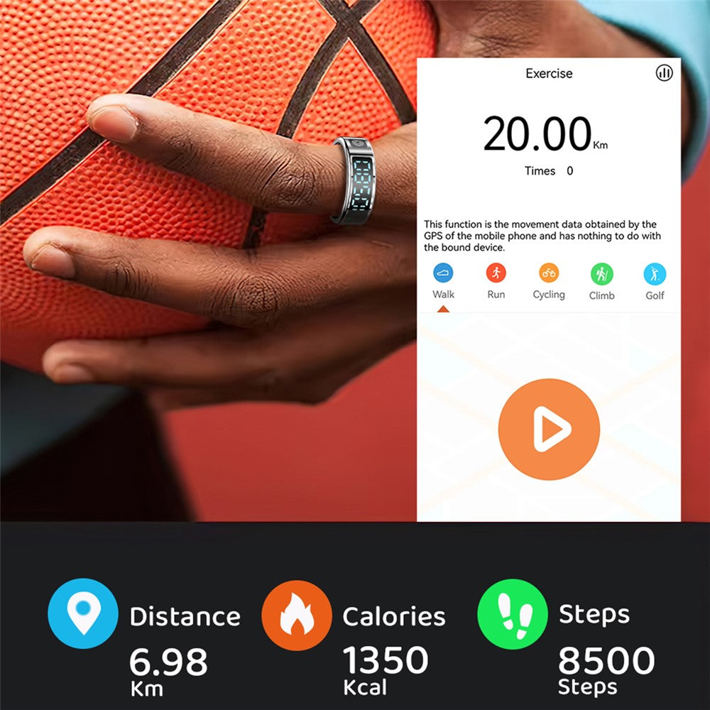 SR08 Digital Display Smart Ring Sleep Tracker Blood Oxygen Heart Rate Monitor Ring with Charging Case