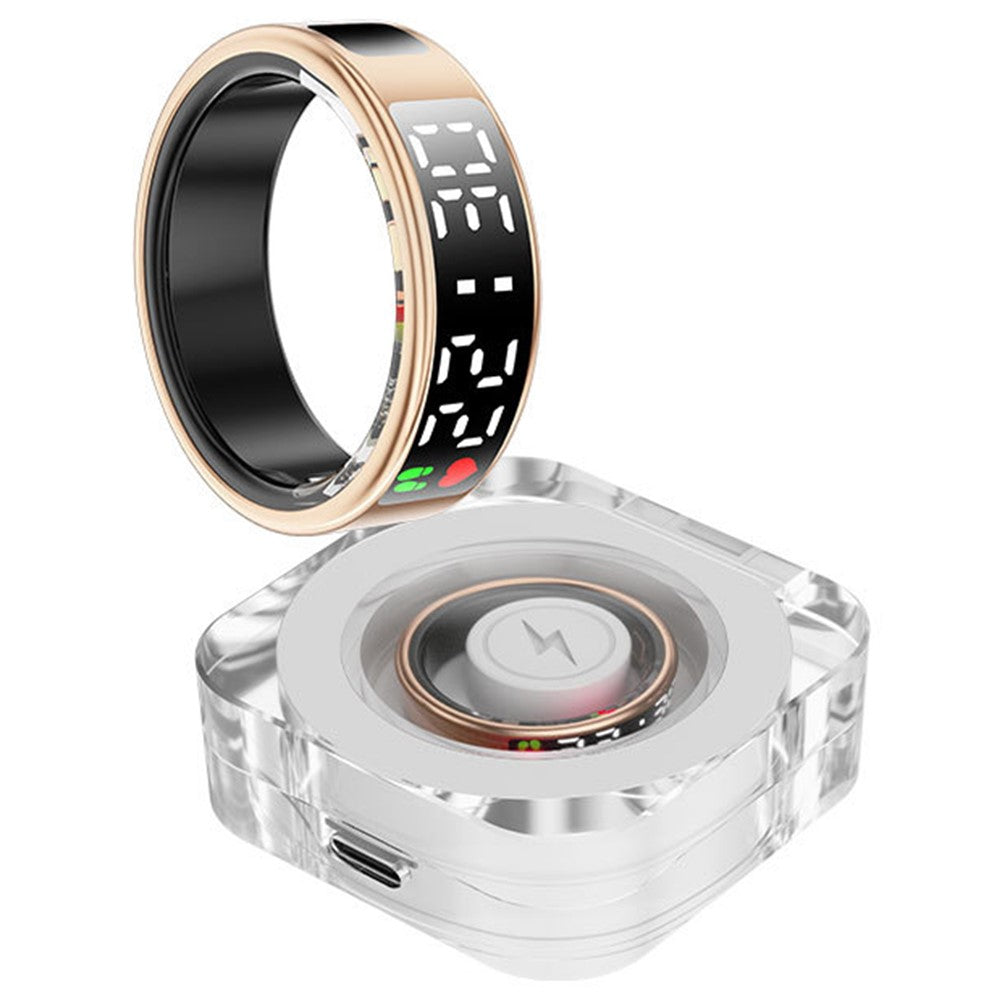 SR08 Digital Display Smart Ring Sleep Tracker Blood Oxygen Heart Rate Monitor Ring with Charging Case