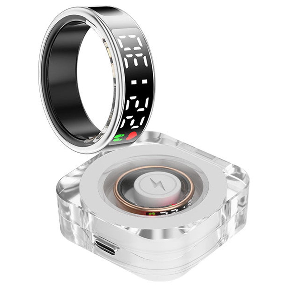 SR08 Digital Display Smart Ring Sleep Tracker Blood Oxygen Heart Rate Monitor Ring with Charging Case