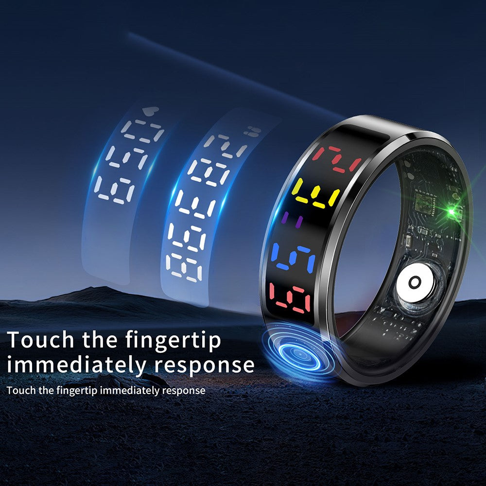 R12 5ATM Waterproof Digital Display Smart Ring Sleep Tracker Blood Oxygen Heart Rate Monitor with Charging Case