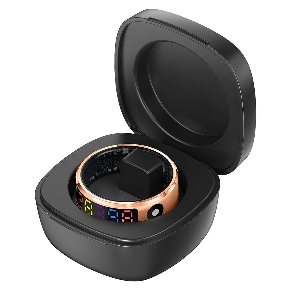 R12 5ATM Waterproof Digital Display Smart Ring Sleep Tracker Blood Oxygen Heart Rate Monitor with Charging Case