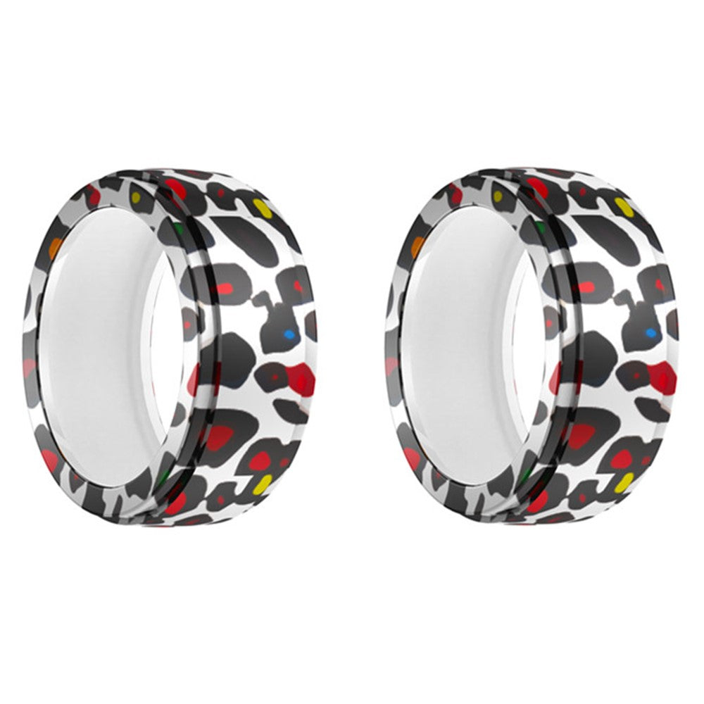 2Pcs for Samsung Galaxy Ring / Oura Ring Gen3 Smart Ring Protective Cover S+M Printed Pattern Silicone Sleeve